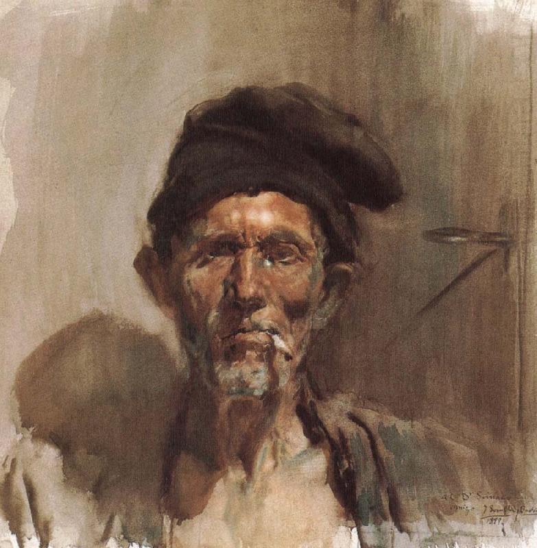 Joaquin Sorolla Smoking old man oil painting picture